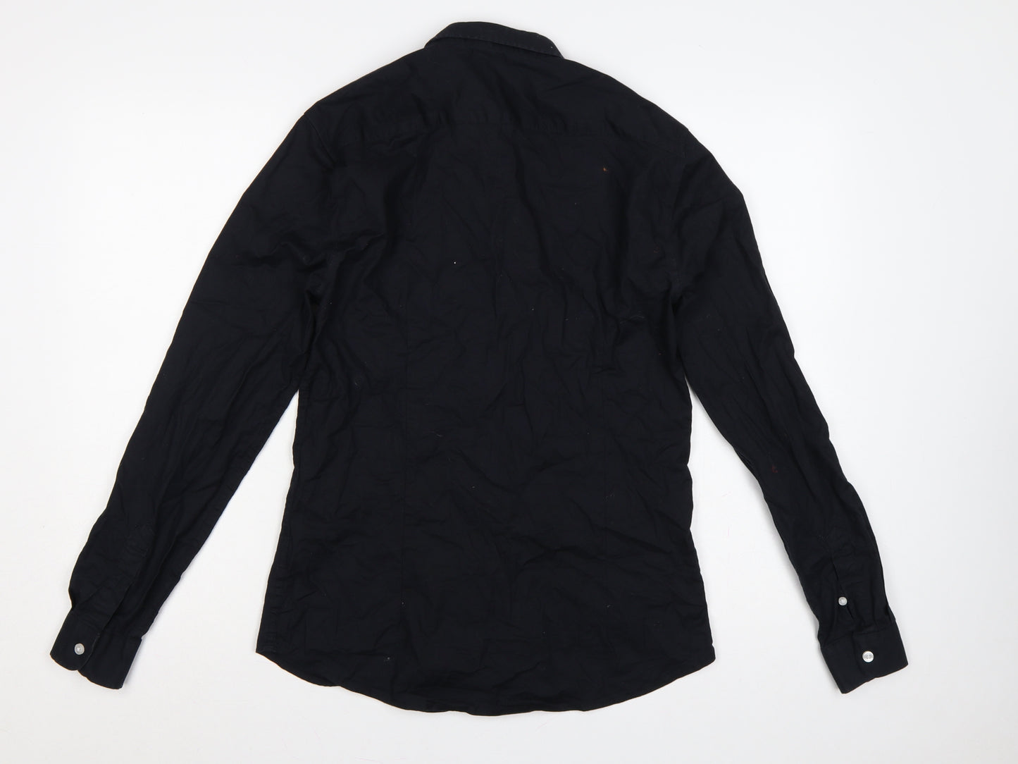 New Look Men Black M Muscle Fit Button-Down Long Sleeve Shirt