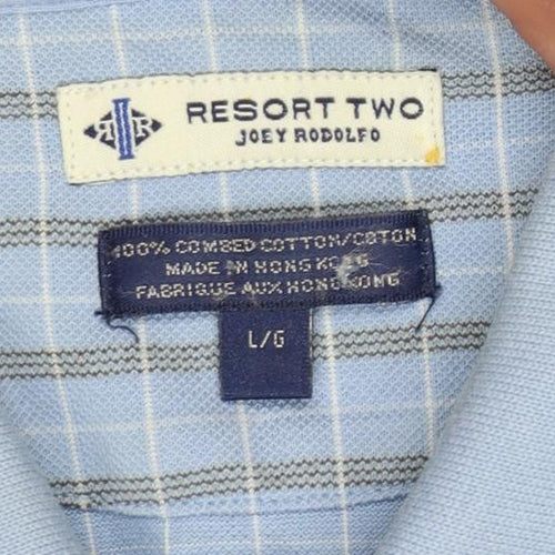 Resort Two Women Blue L Sleeveless Check Cotton Polo Top