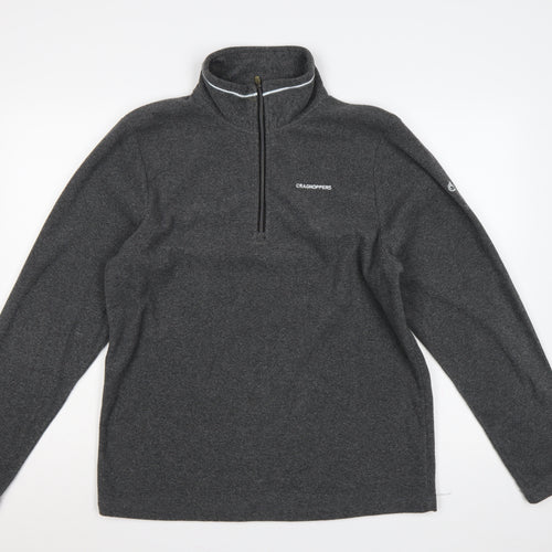 Craghoppers Men Grey M 1/4 Zip Fleece Pullover Outdoor Sweatshirt