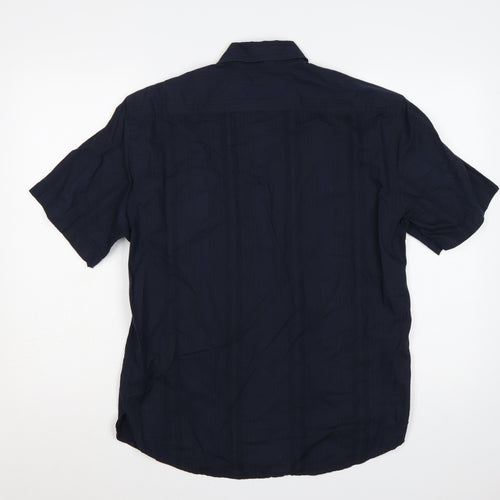 Next Men’s Navy Blue M Cotton Short Sleeve Button-Up Shirt Pocket