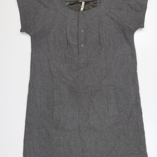 Cape Jams Women Grey L Shift Dress Short Sleeve Pockets