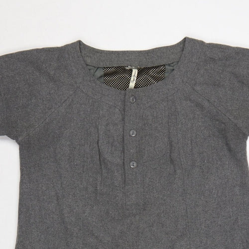 Cape Jams Women Grey L Shift Dress Short Sleeve Pockets