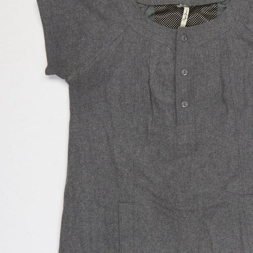 Cape Jams Women Grey L Shift Dress Short Sleeve Pockets