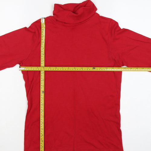Lewmi Teens Red S Basic Cotton Roll Neck Long Sleeve T-Shirt