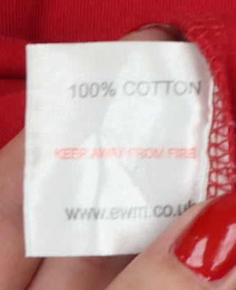Lewmi Teens Red S Basic Cotton Roll Neck Long Sleeve T-Shirt