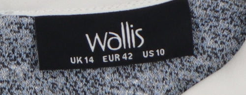 Wallis Women Grey UK 14 Layered Collared Tunic Blouse Long Sleeve