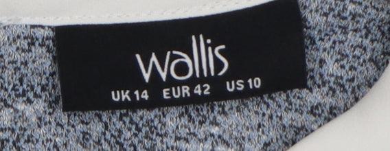 Wallis Women Grey UK 14 Layered Collared Tunic Blouse Long Sleeve