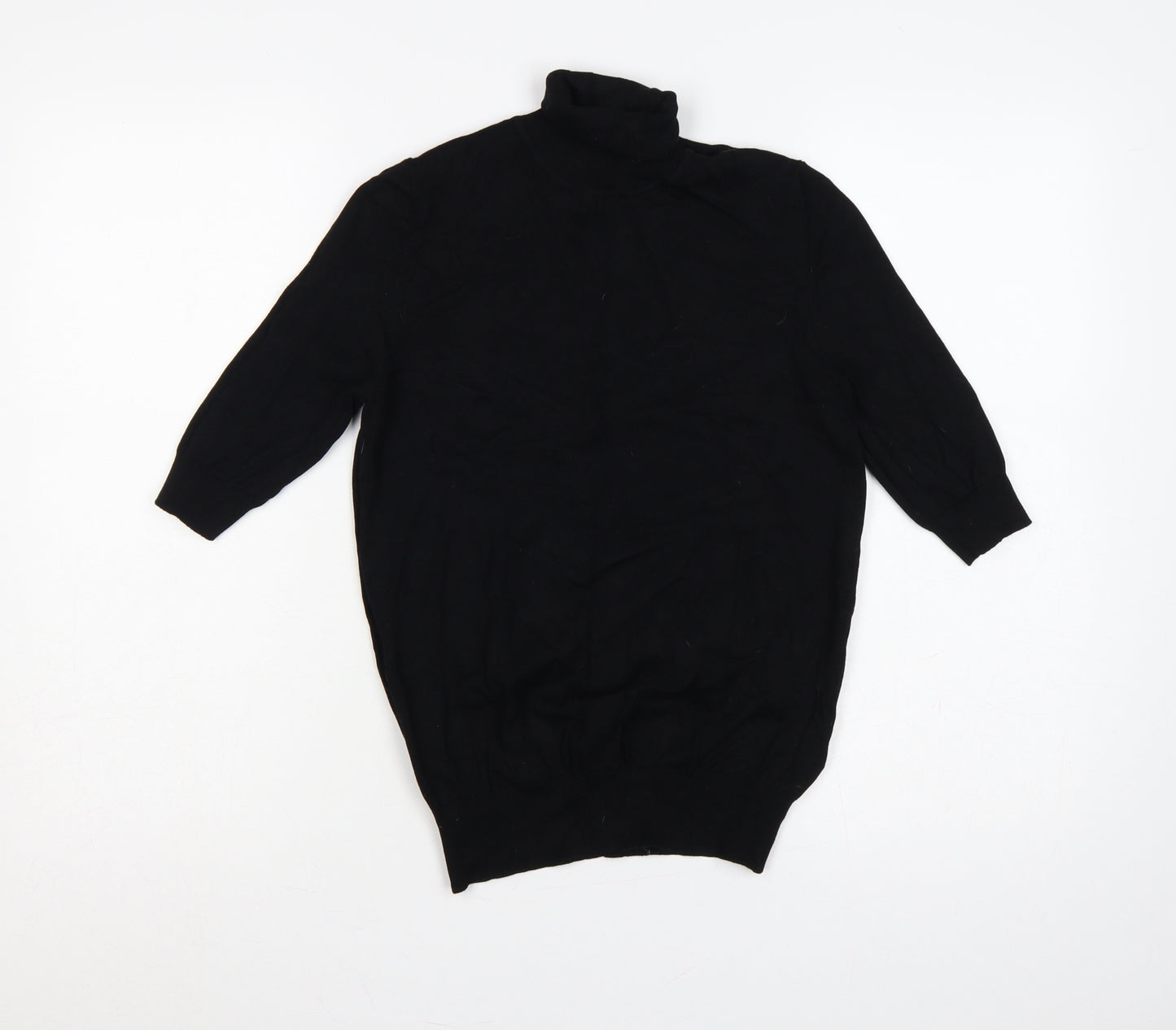 Marks and Spencer Women Black UK 10 Roll Neck Tunic Jumper Knit