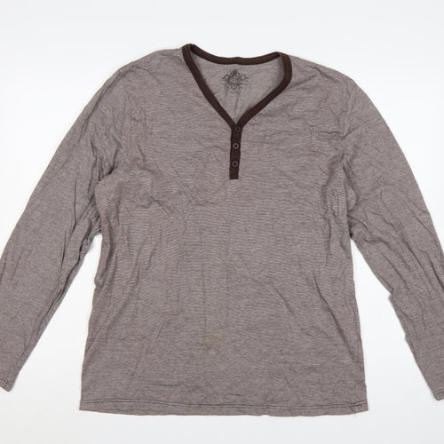 Burton Men’s Grey Striped Long Sleeve Henley T-Shirt Size L