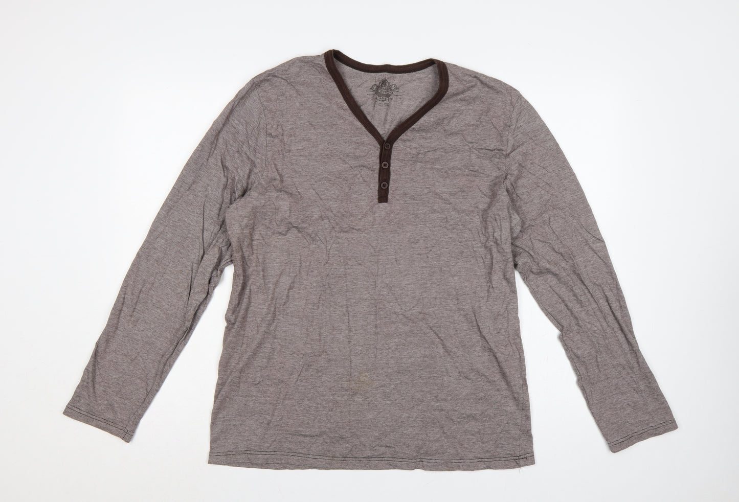 Burton Men’s Grey Striped Long Sleeve Henley T-Shirt Size L