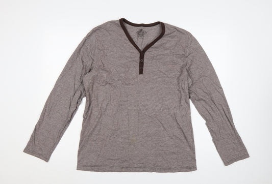 Burton Men’s Grey Striped Long Sleeve Henley T-Shirt Size L