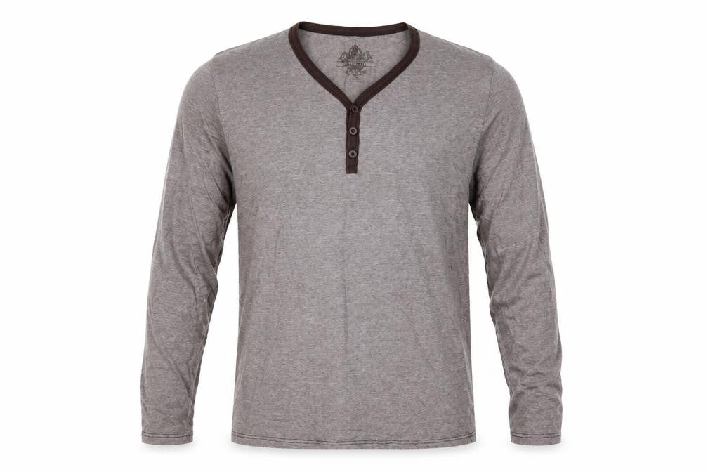 Burton Men’s Grey Striped Long Sleeve Henley T-Shirt Size L