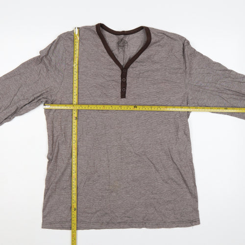 Burton Men’s Grey Striped Long Sleeve Henley T-Shirt Size L