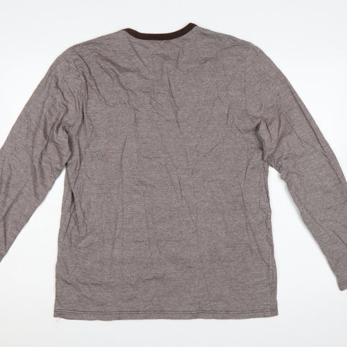 Burton Men’s Grey Striped Long Sleeve Henley T-Shirt Size L