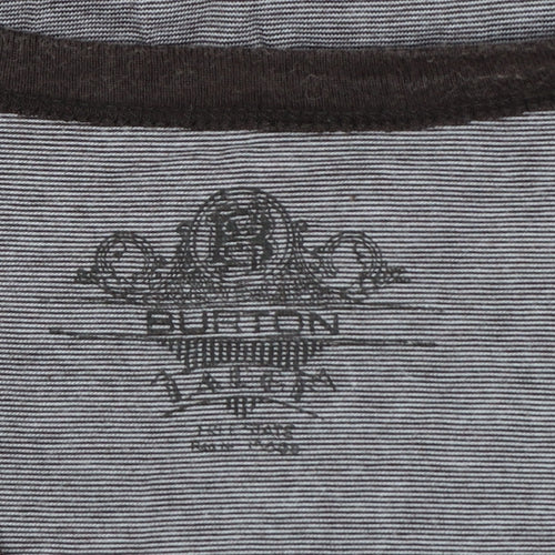 Burton Men’s Grey Striped Long Sleeve Henley T-Shirt Size L
