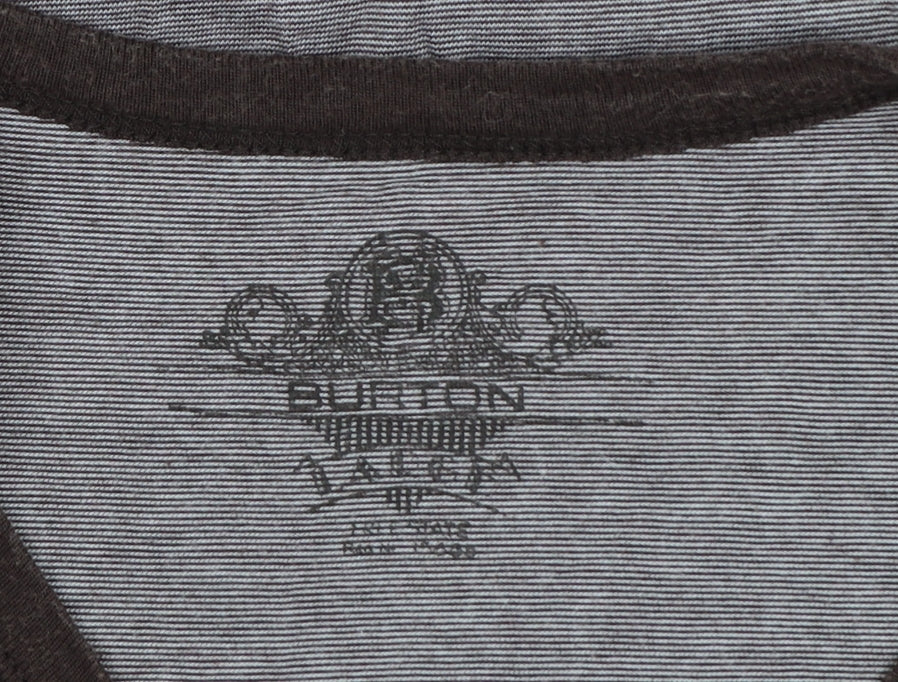 Burton Men’s Grey Striped Long Sleeve Henley T-Shirt Size L