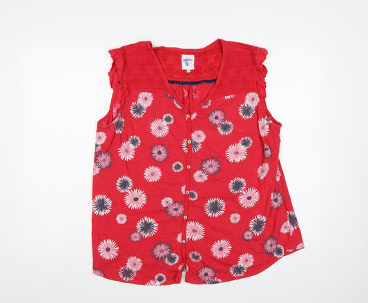 Mantaray Women’s Red Floral Sleeveless Button Blouse Size 18