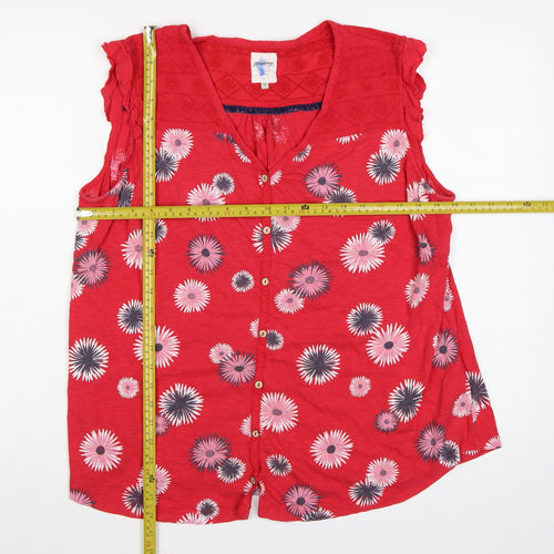 Mantaray Women’s Red Floral Sleeveless Button Blouse Size 18