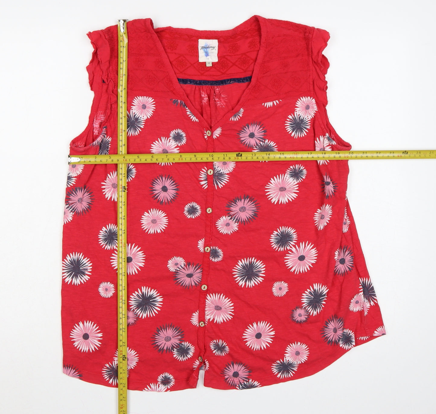 Mantaray Women’s Red Floral Sleeveless Button Blouse Size 18