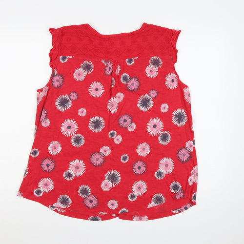 Mantaray Women’s Red Floral Sleeveless Button Blouse Size 18