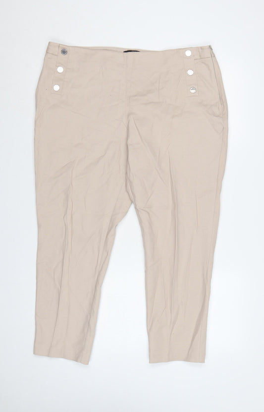 STAR Julien Macdonald Women’s Beige Size 18 High Rise Tapered Trousers