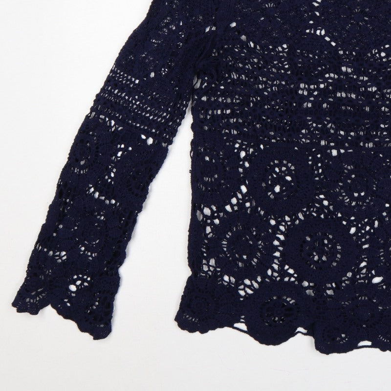 Joe Browns Women Blue UK 8 Crochet Tunic Scoop Neck Long Sleeve Boho Top