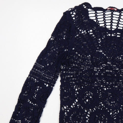 Joe Browns Women Blue UK 8 Crochet Tunic Scoop Neck Long Sleeve Boho Top