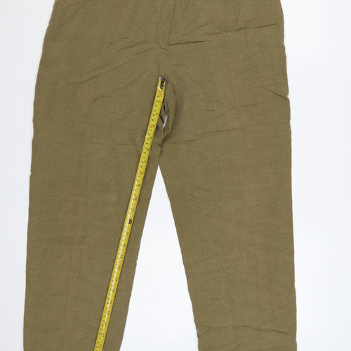 Country Casuals Women Green Size 12 Floral Embroidered Straight Trousers