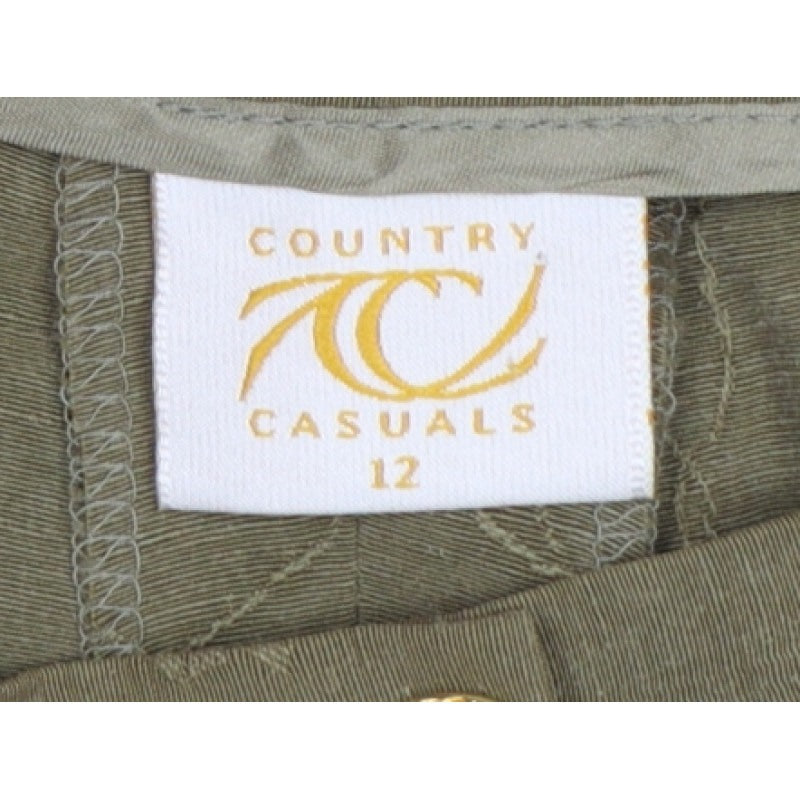 Country Casuals Women Green Size 12 Floral Embroidered Straight Trousers