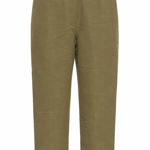 Country Casuals Women Green Size 12 Floral Embroidered Straight Trousers