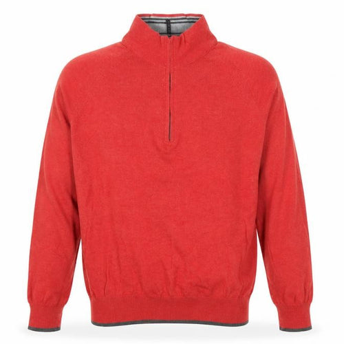 M&S Men’s Red Cotton Cashmere Small 1/2 Zip High Neck Jumper
