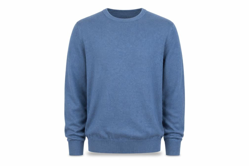 Front view of Marks & Spencer Men Blue M Fine Cotton Crew Neck jumper