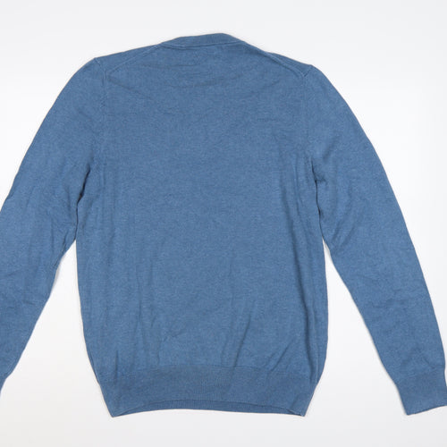 Marks and Spencer Men Blue M Fine Cotton Crew Neck Pullover Jumper