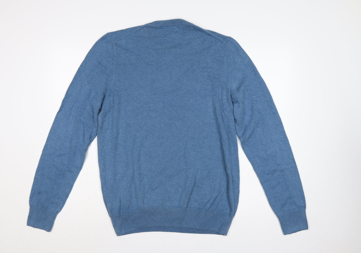 Marks and Spencer Men Blue M Fine Cotton Crew Neck Pullover Jumper