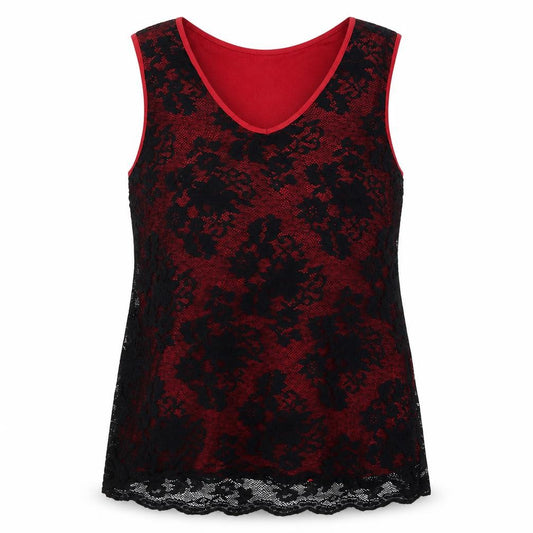 Berkertex Women Red Black Floral Lace Camisole Tank Top UK 18