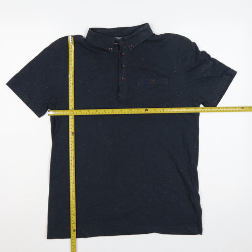 Liverpool FC Men’s Black M Button-Down Speckled Cotton Blend Polo Shirt