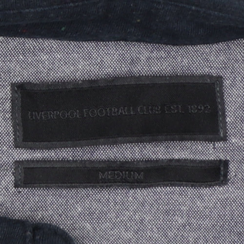 Liverpool FC Men’s Black M Button-Down Speckled Cotton Blend Polo Shirt