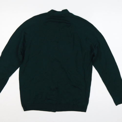 EWM Women Green Size 14 Lambswool V-Neck Button Cardigan
