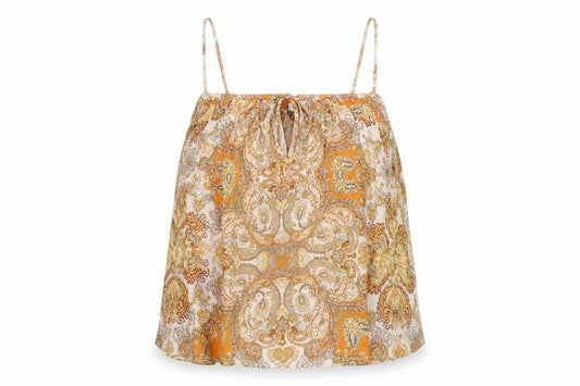 Front view of H&M Women Multicoloured Paisley Off Shoulder Camisole Top UK 16 NWT