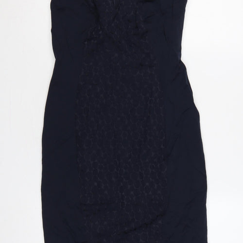 Next Women Blue UK 8 Sleeveless Pencil Dress Lace Panel