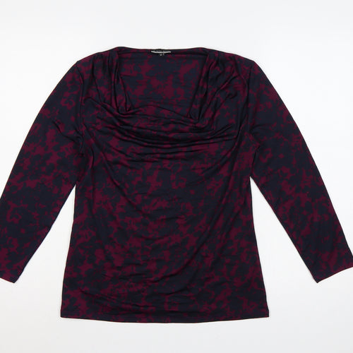 Austin Reed Women Multicoloured UK 12 Floral Cowl Neck Jersey Blouse