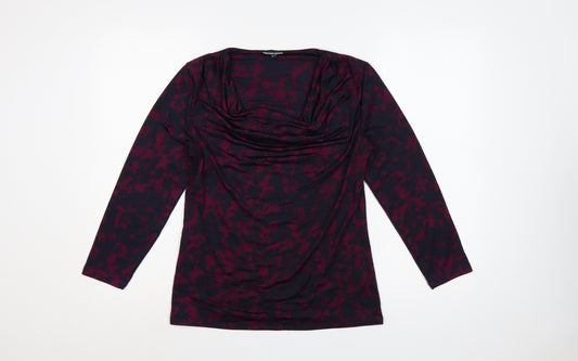 Austin Reed Women Multicoloured UK 12 Floral Cowl Neck Jersey Blouse