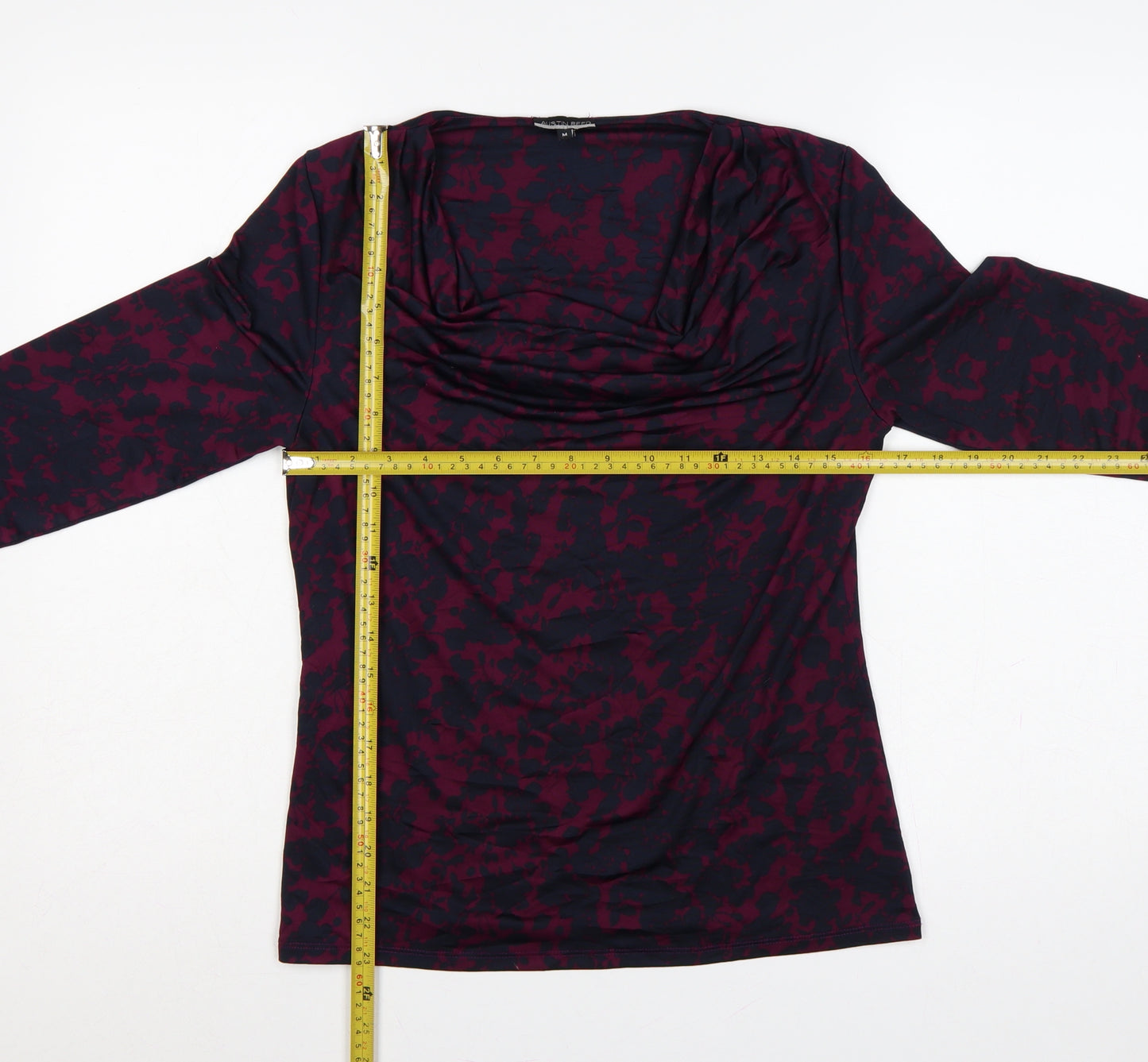 Austin Reed Women Multicoloured UK 12 Floral Cowl Neck Jersey Blouse