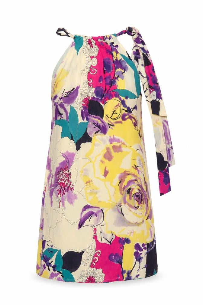 Coast Women Multicoloured Size 14 Silk Floral Halterneck Shift Dress