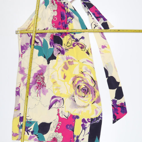 Coast Women Multicoloured Size 14 Silk Floral Halterneck Shift Dress