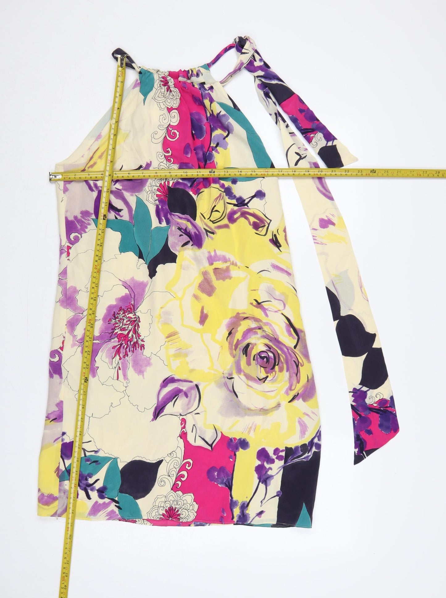 Coast Women Multicoloured Size 14 Silk Floral Halterneck Shift Dress