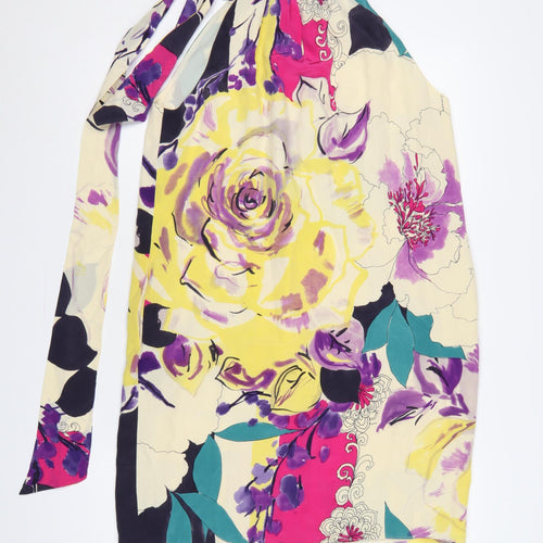 Coast Women Multicoloured Size 14 Silk Floral Halterneck Shift Dress