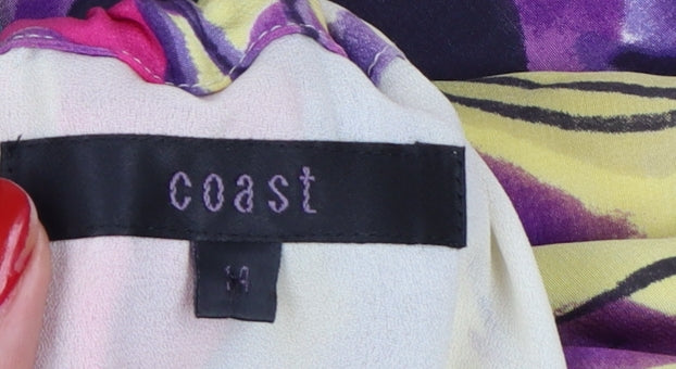 Coast Women Multicoloured Size 14 Silk Floral Halterneck Shift Dress