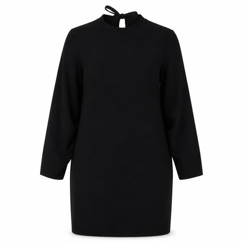 Zara Woman Black Size M Sheath Knee Dress Balloon Sleeves Tie Neck