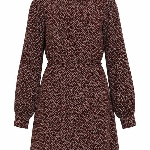 Oasis Women Black Pink Floral High Neck A-Line Dress UK 10